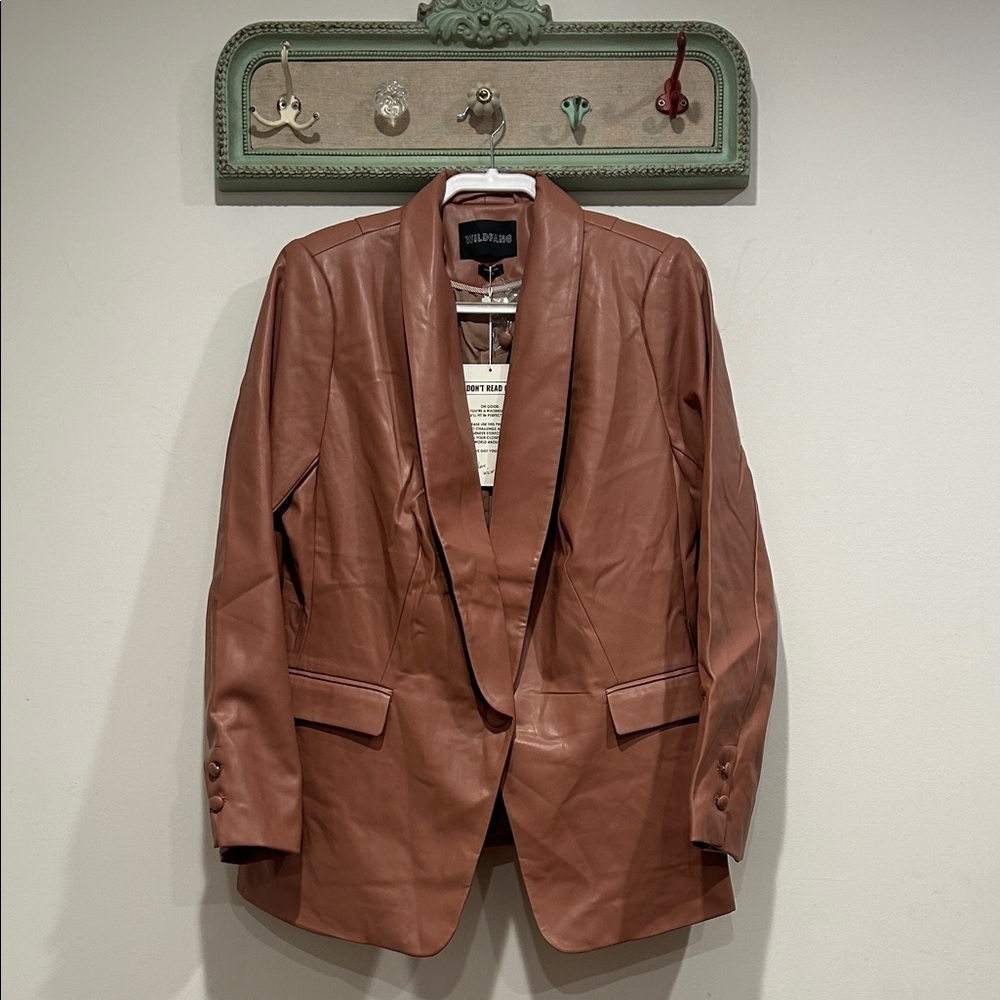 WILDFANG Empower vegan leather rose Brown 1X plus women’s tux blazer new career